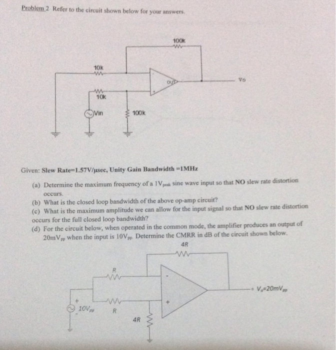 Solved Problem 2 Refer to the circuit shown below for your | Chegg.com