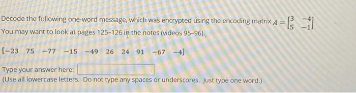 Solved Decode the following one-word message, which was | Chegg.com