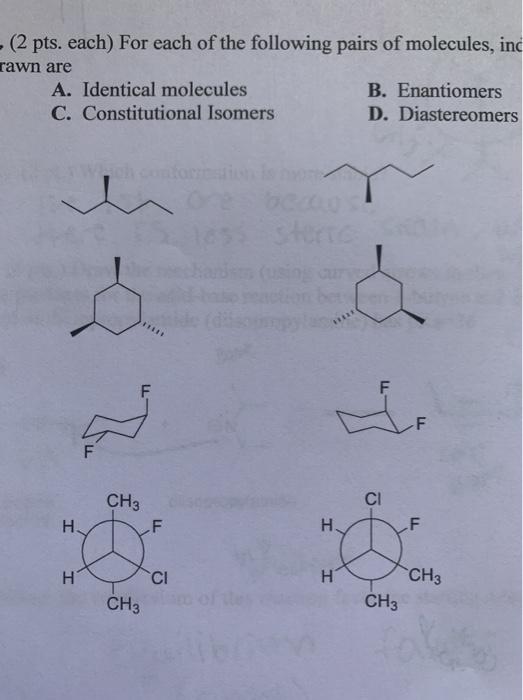 Solved (2 pts. each) For each of the following pairs of | Chegg.com