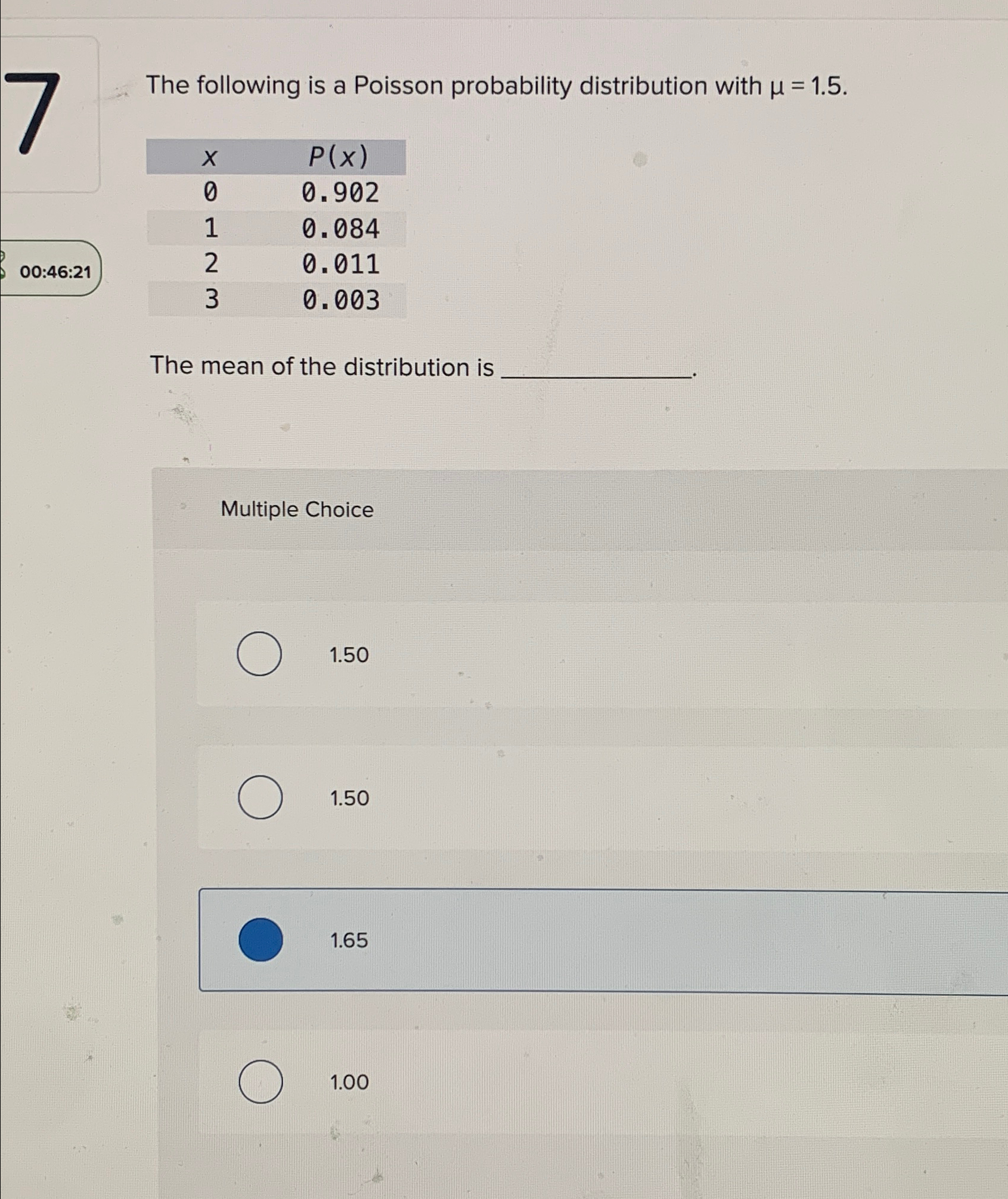 Solved The following is a Poisson probability distribution | Chegg.com