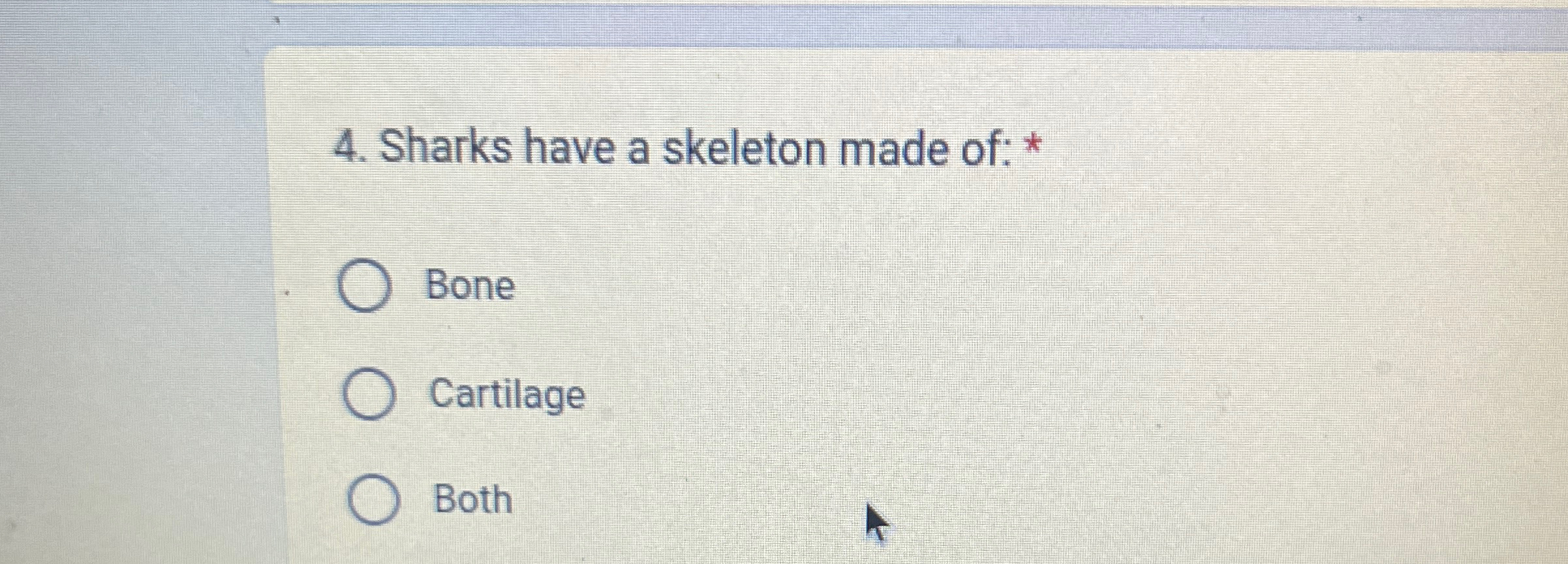 Solved Sharks have a skeleton made of: *BoneCartilageBoth | Chegg.com