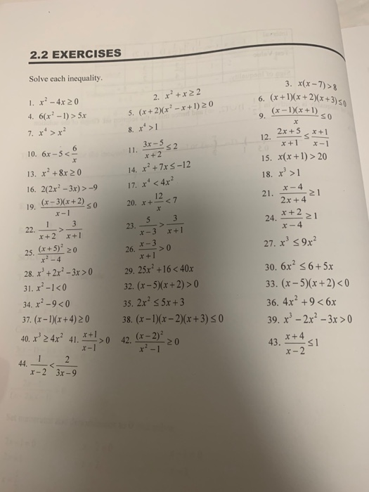 2 2 Exercises Solve Each Inequality 3 X X 7 8 6 Chegg Com