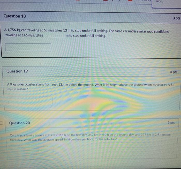 Solved work Question 18 3 pts A 1.756-kg car traveling at 63 | Chegg.com