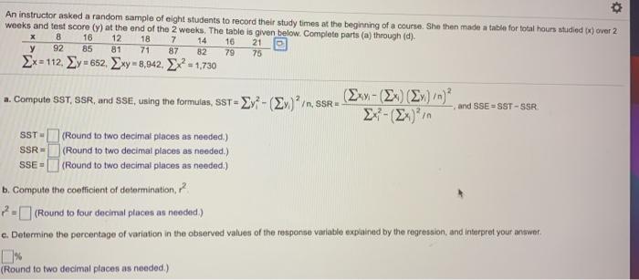 Solved An instructor asked a random sample of eight students | Chegg.com