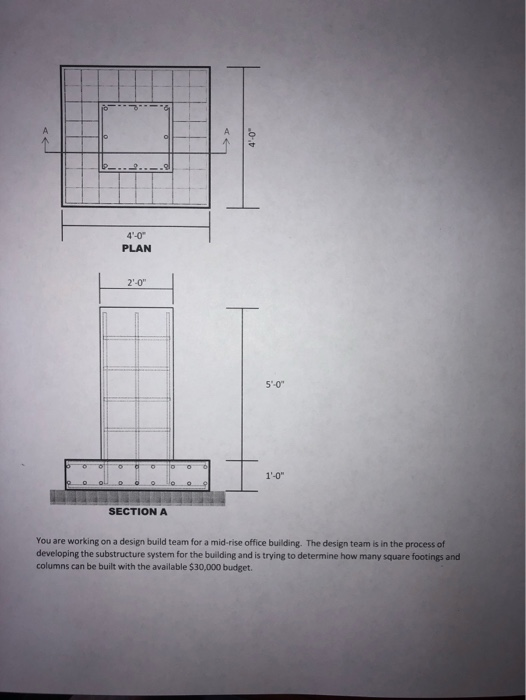 Footing Column Specifications Footing Size Lengt Chegg Com