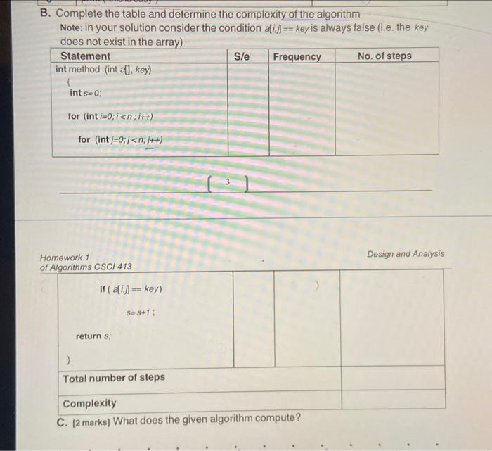 Solved B. Complete The Table And Determine The Complexity Of | Chegg.com