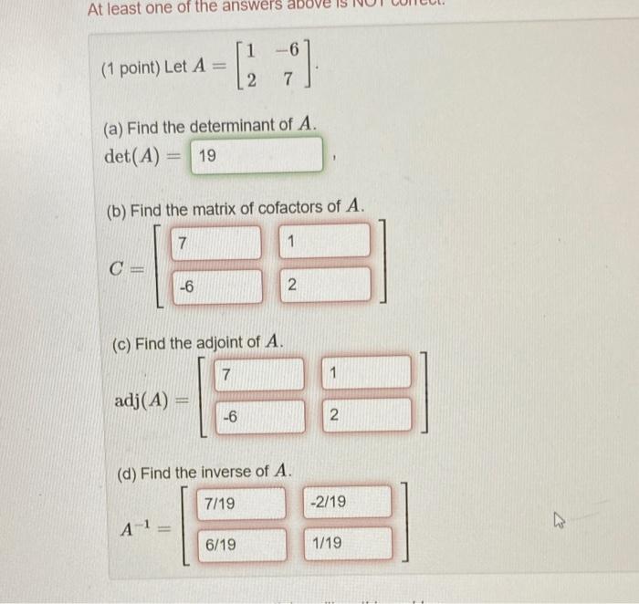 Solved At Least One Of The Answers Above 1 6 (1 Point) Let A | Chegg.com