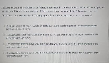 Solved Assume there is an increase in tax rates a decrease | Chegg.com