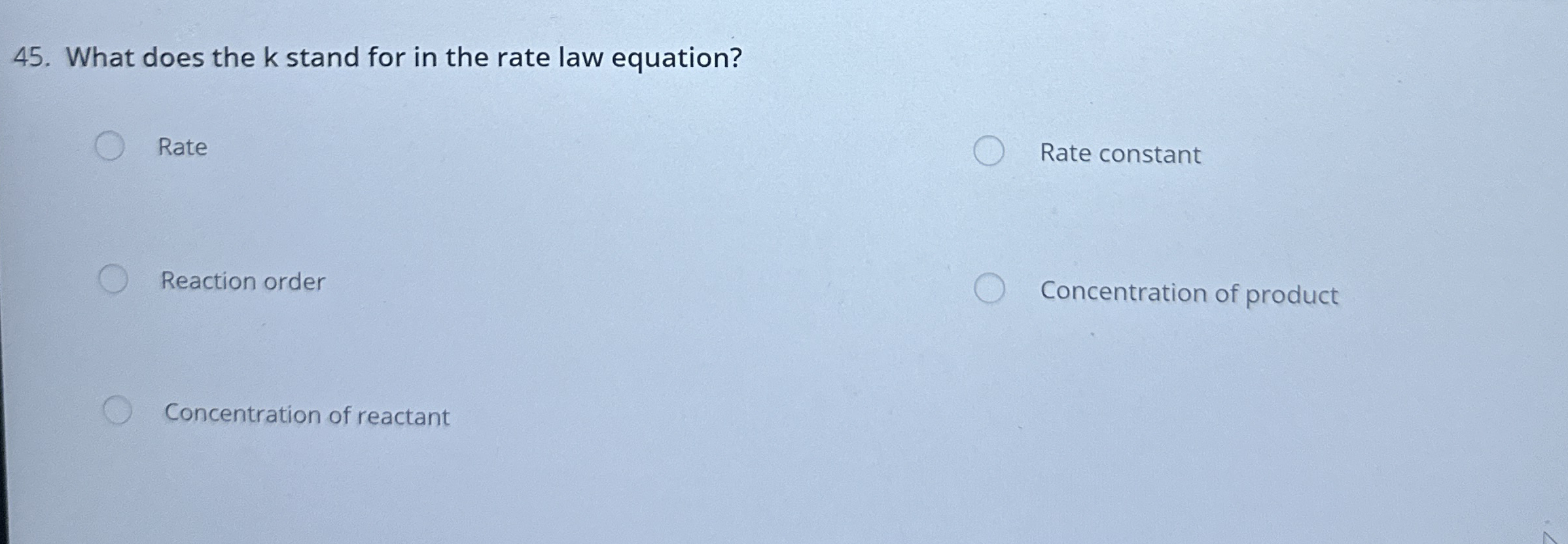 Solved What does the k stand for in the rate law