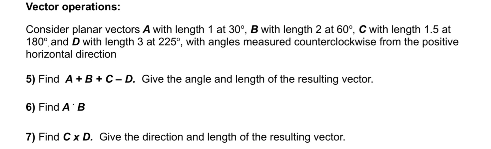 Vector operations:Consider planar vectors A with | Chegg.com