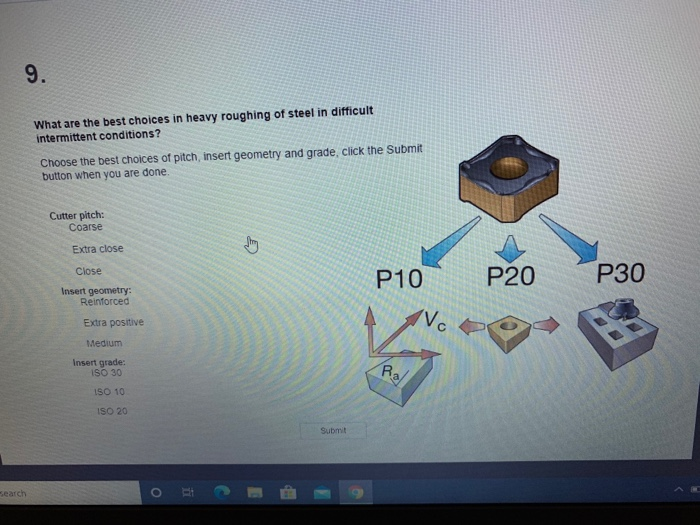 Solved What are the best choices in heavy roughing of steel | Chegg.com