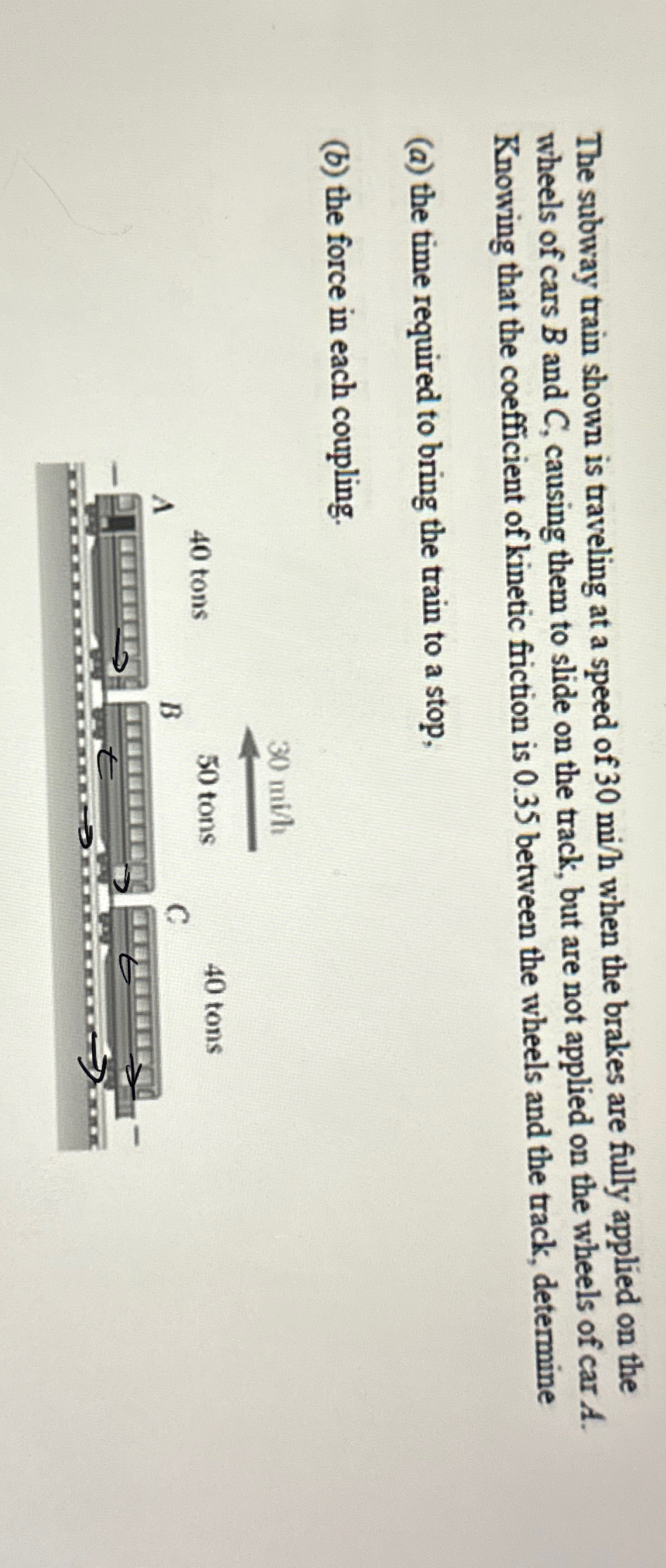 Solved The Subway Train Shown Is Traveling At A Speed Of | Chegg.com