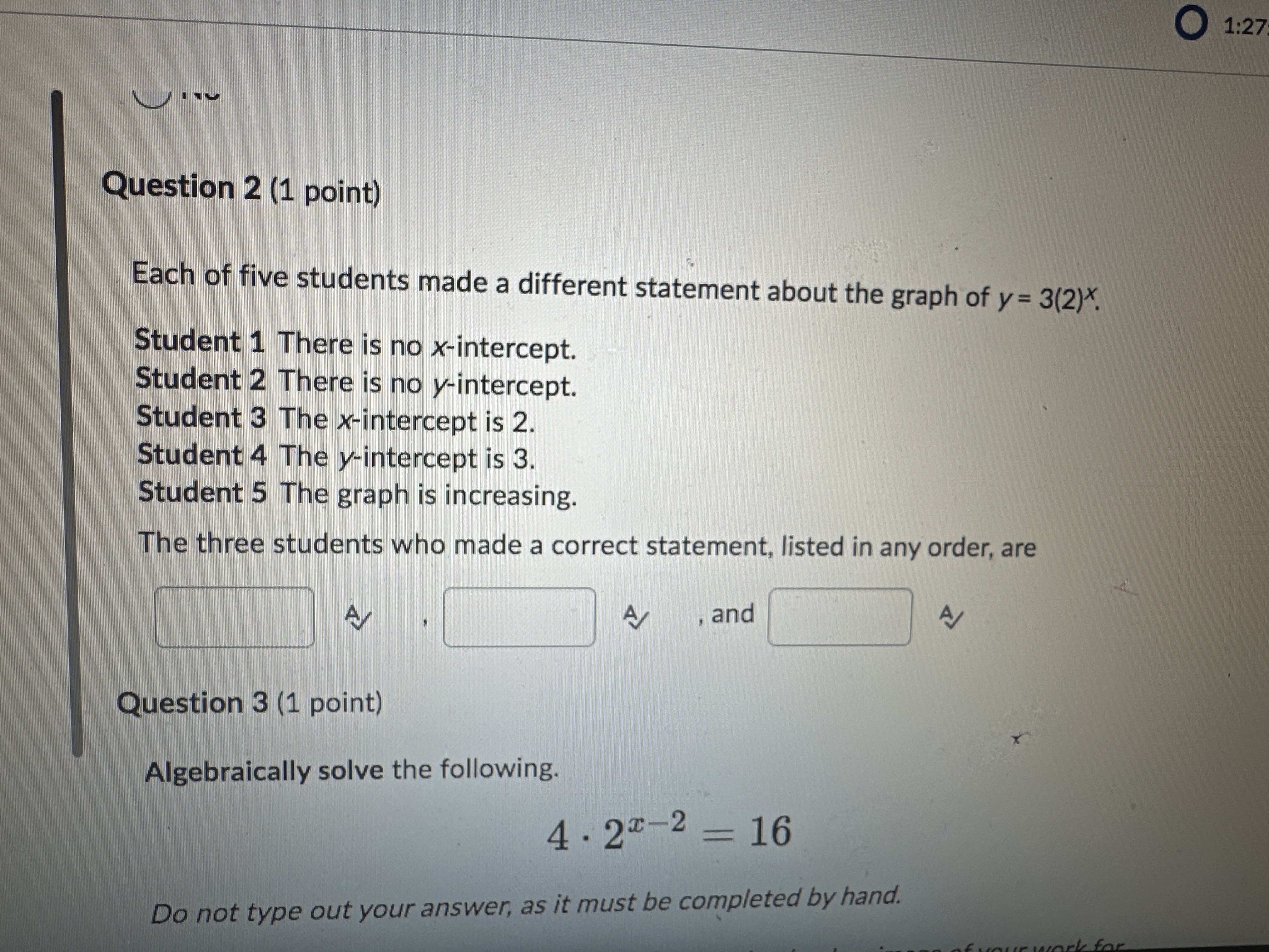 One Point Per Question Solved Question 2 (1 point)Each of five students made a | Chegg.com