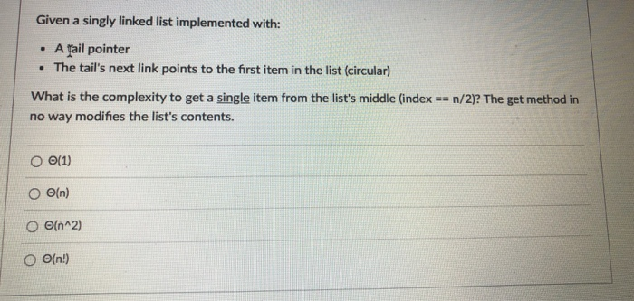 Solved Given a singly linked list implemented with: • A head | Chegg.com