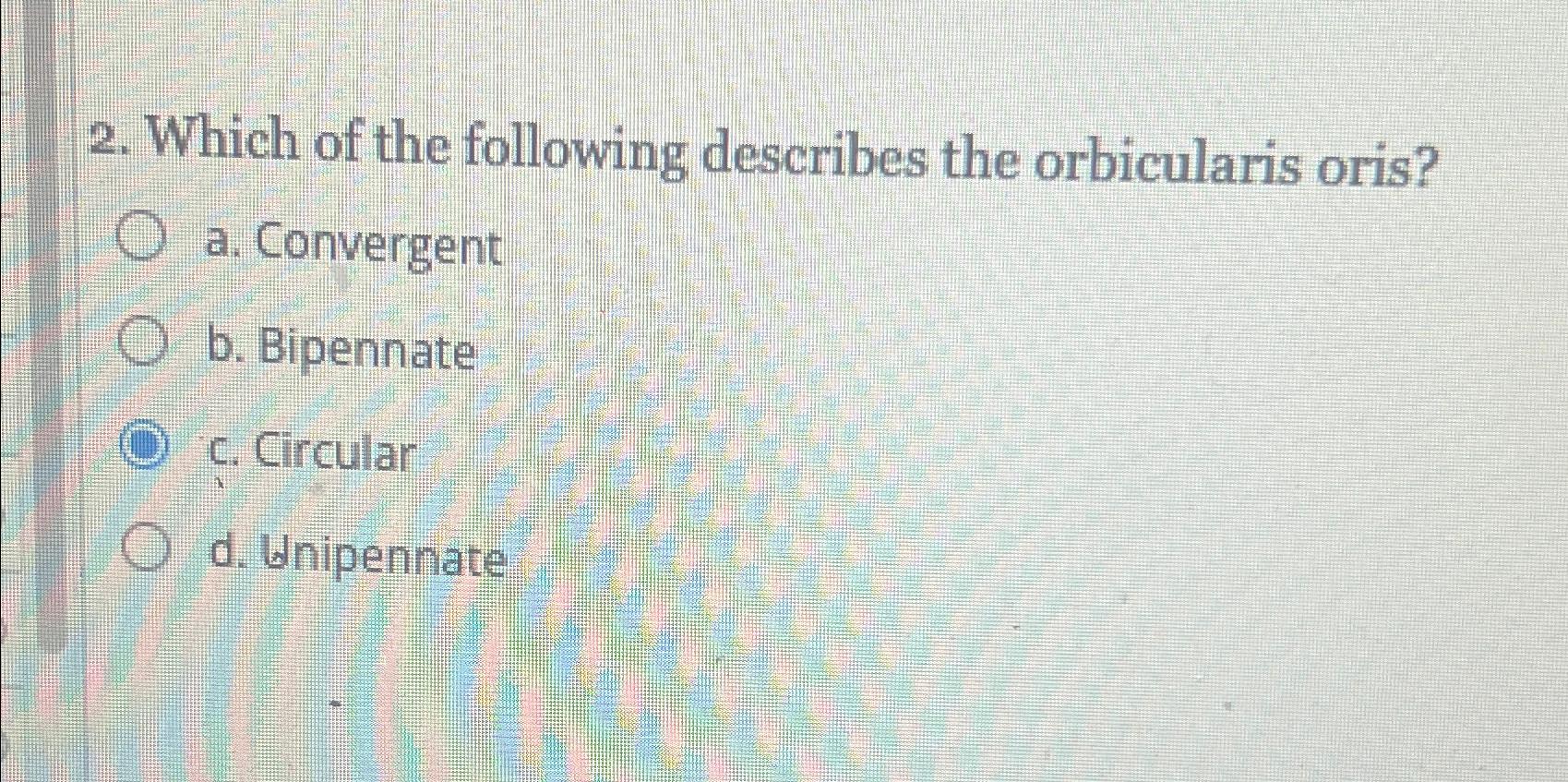 Solved Which of the following describes the orbicularis Chegg