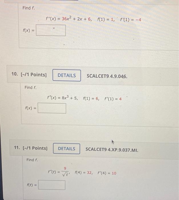 Solved Find F F′′ X 36x2 2x 6 F 1 1 F′ 1 −4 F X [ 1