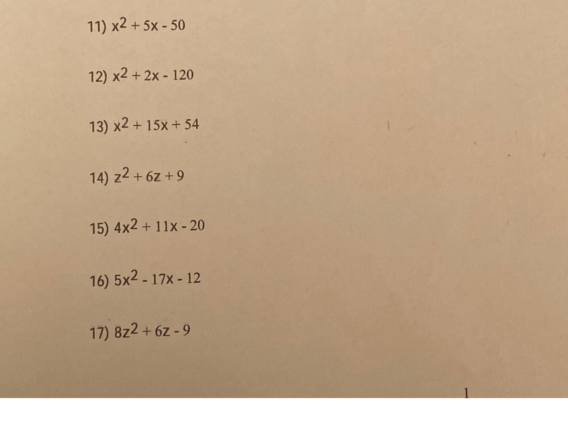 solved-x2-5x-50x2-2x-120x2-15x-54z2-6z-94x2-11x-205x2-17x-12-chegg