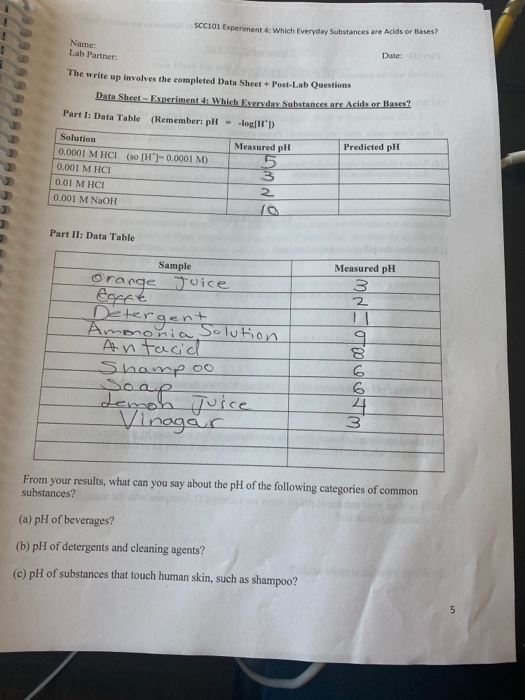 Solved SCC101 Experiment 4: Which Everyday Substances are | Chegg.com