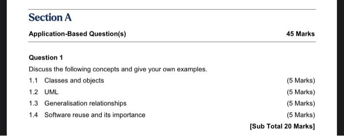 Solved Section A Application-Based Question(s) 45 Marks | Chegg.com