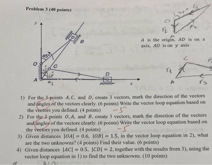 Solved Problem 3 (40 points) A is the origin, AD is on x | Chegg.com