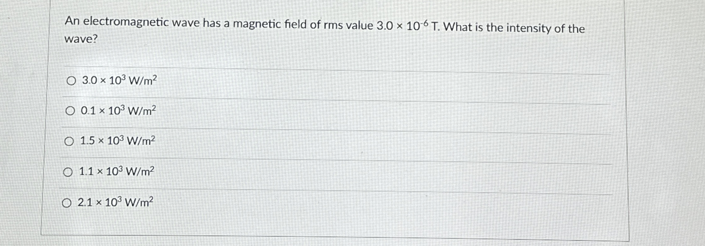 Solved An electromagnetic wave has a magnetic field of rms | Chegg.com
