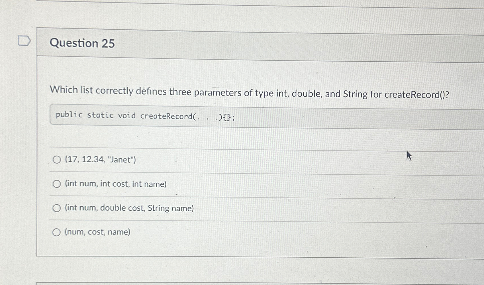 Solved Question 25Which list correctly defines three | Chegg.com