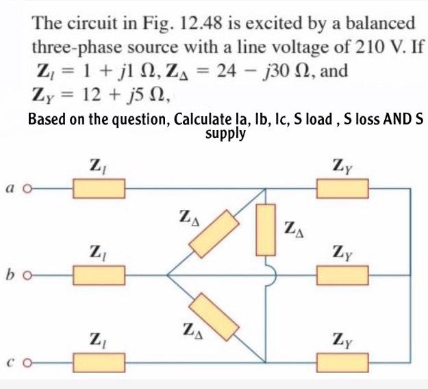 Solved The circuit in Fig. 12.48 is excited by a balanced | Chegg.com