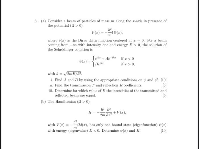 Solved 3. (a) Consider a beam of particles of mass m along | Chegg.com