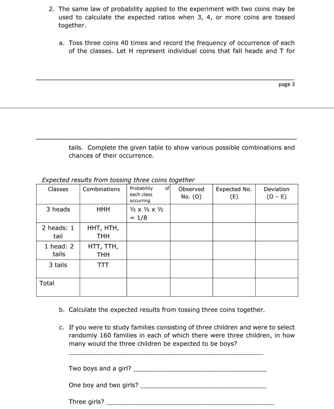 the:- Table 2.1:- Results of Tossiy a coin zo times | Chegg.com