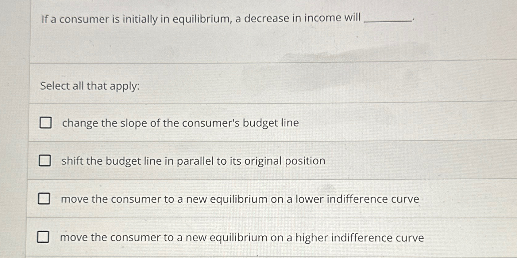 Solved If a consumer is initially in equilibrium, a decrease | Chegg.com