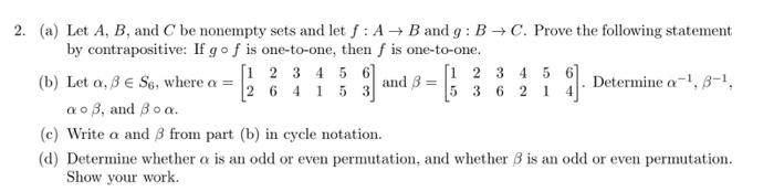 Solved 2 A Let A B And C Be Nonempty Sets And Let F A