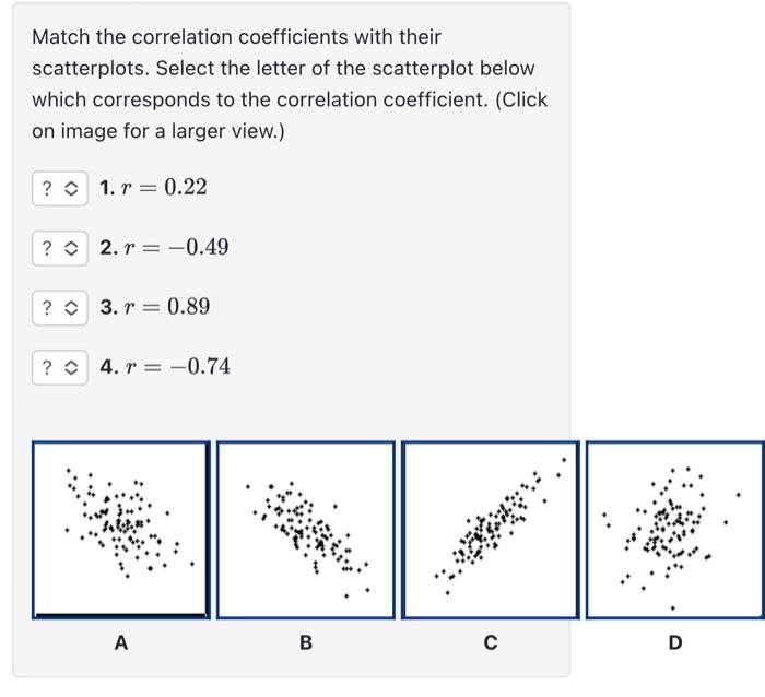 Solved Match the correlation coefficients with their | Chegg.com