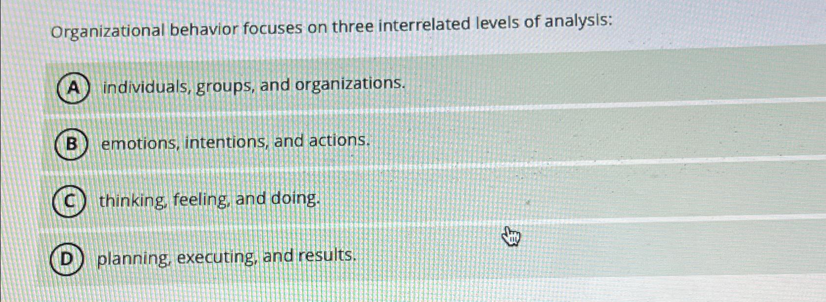 Solved Organizational Behavior Focuses On Three Interrelated | Chegg.com