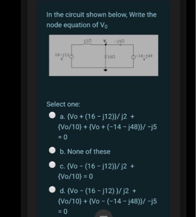 Solved In the circuit shown below, Write the node equation | Chegg.com