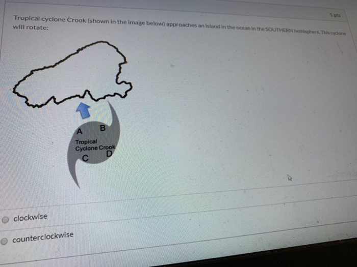 Solved Tropical cyclone Crook (shown in the image below) | Chegg.com