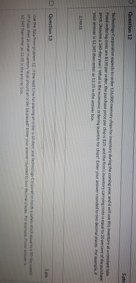 Solved I need answer 13 but if you would check 12 I would | Chegg.com