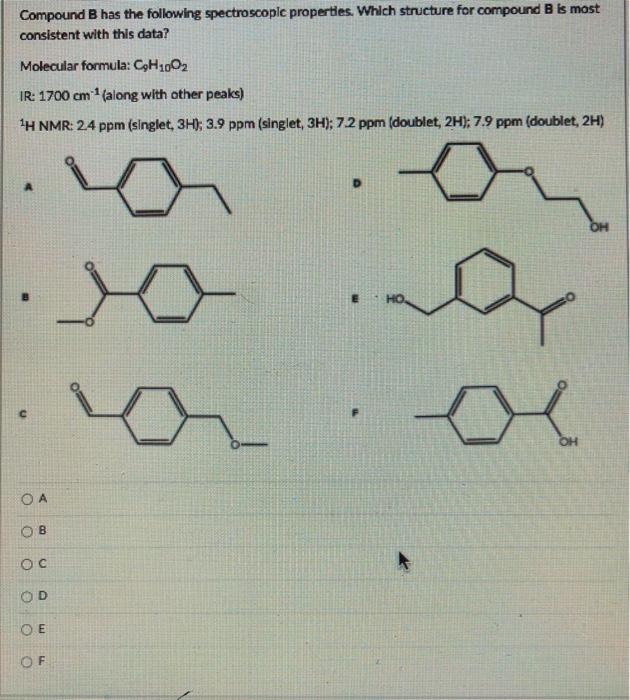 Solved Compound B has the following spectroscopic | Chegg.com