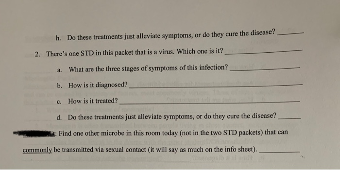 Solved Sexually Transmitted Diseases This second STD packet | Chegg.com