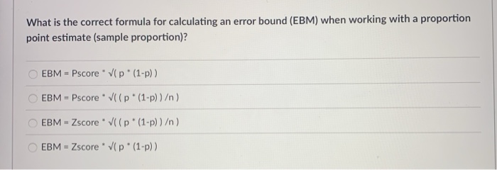 Solved What is the correct formula for calculating an error | Chegg.com