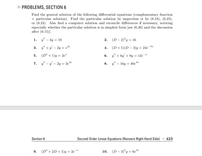 Solved PROBLEMS, SECTION 6 Find the general solution of the | Chegg.com