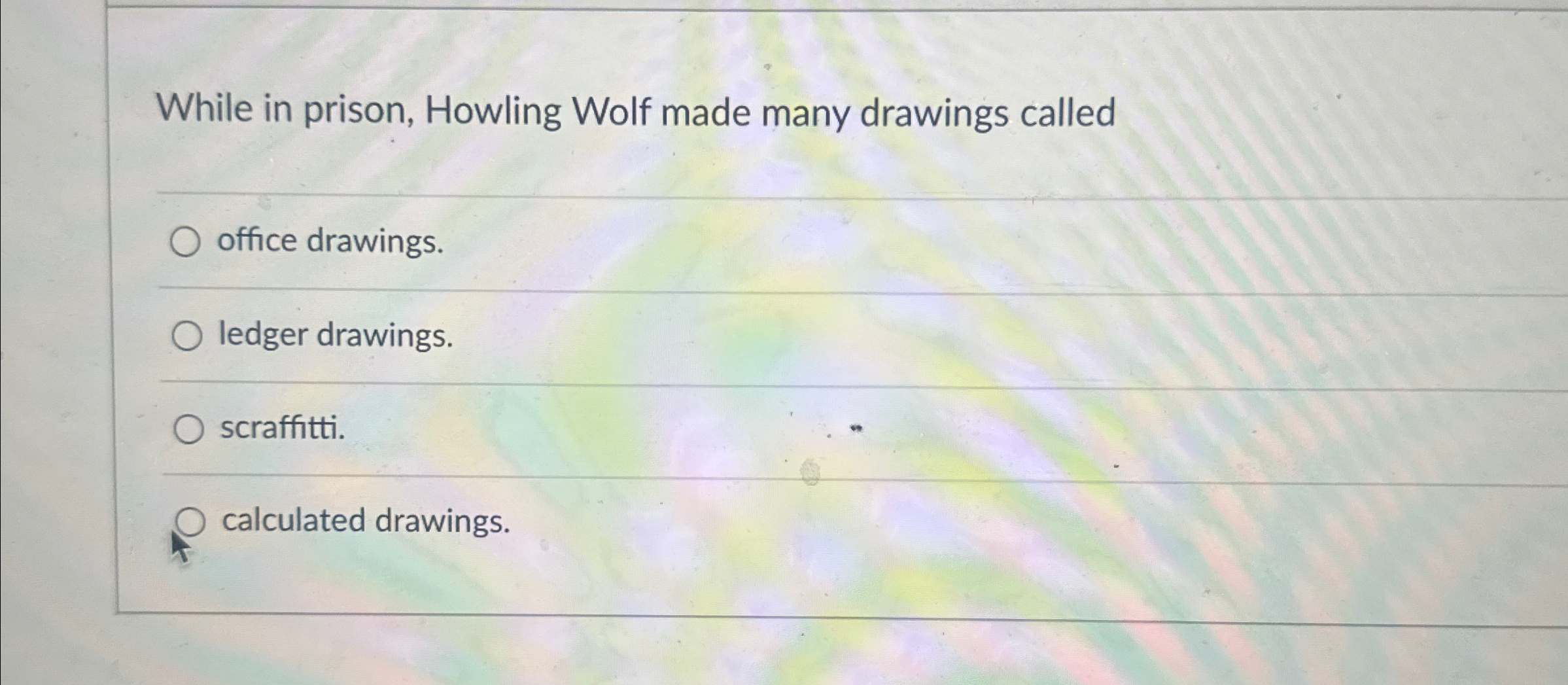 Solved While in prison Howling Wolf made many drawings Chegg com