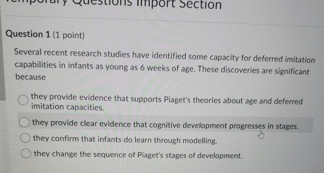 Solved Import Section Question 1 1 point Several recent Chegg