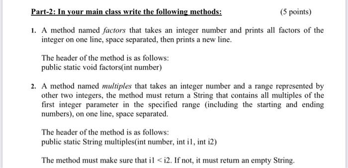 Solved Part-2: In your main class write the following | Chegg.com