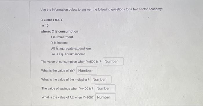 Solved Use the information below to answer the following | Chegg.com