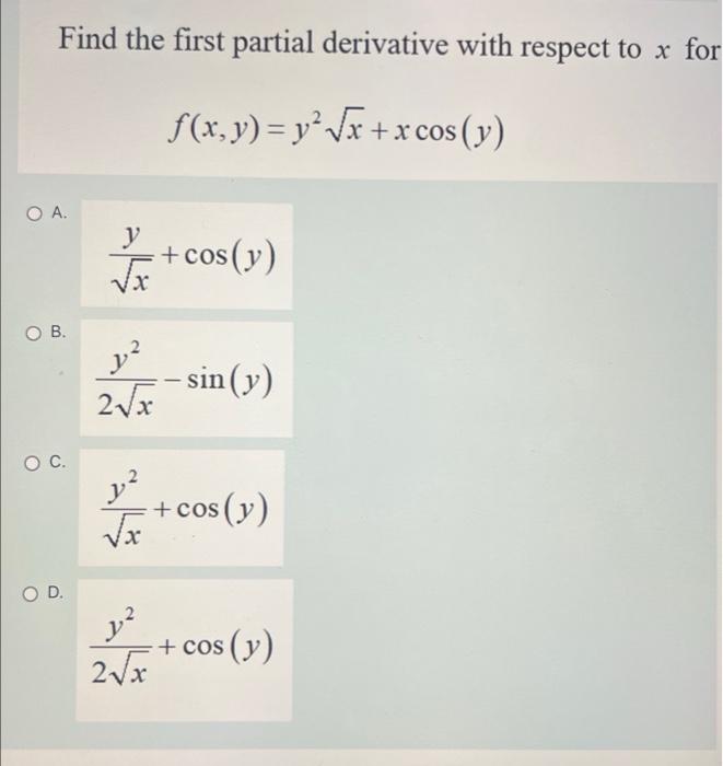 partial derivative of sin 1 x y with respect to y