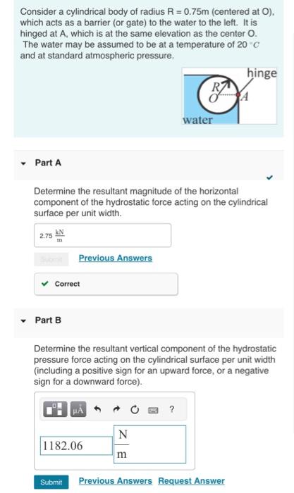 Solved Consider a cylindrical body of radius R=0.75 m | Chegg.com
