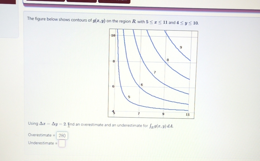 Solved The figure below shows contours of g(x,y) ﻿on the | Chegg.com