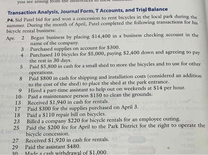 Solved Transaction Analysis, Journal Form, T Accounts, and | Chegg.com