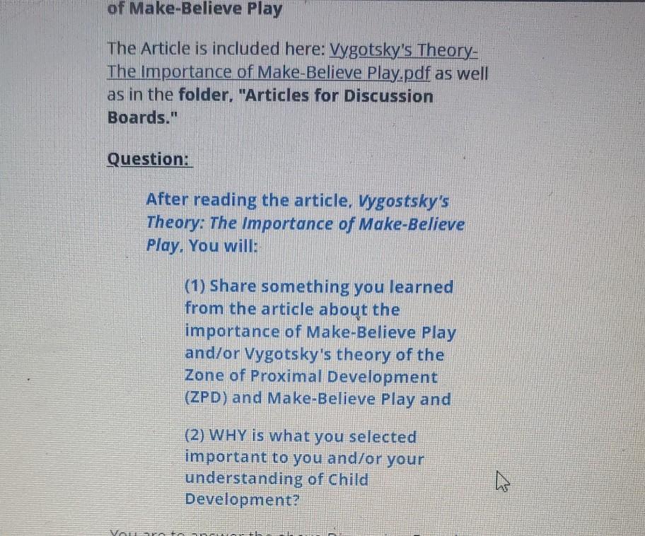 Vygotsky theory of cheap play