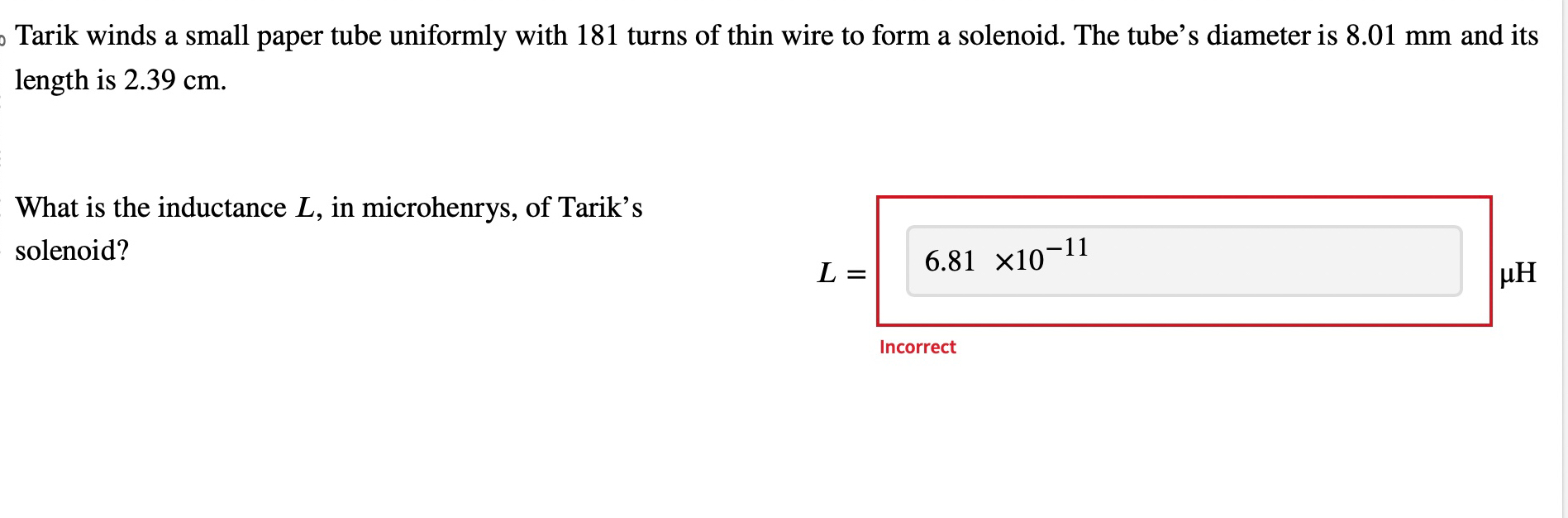 Solved Tarik winds a small paper tube uniformly with 181 | Chegg.com